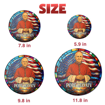 Pope Leo XIV Religious Glass Suncatcher, Christian Home Window Decor, Stained Glass Suncatcher Ornament, Handmade Glass SunCatcher (Sun-113)