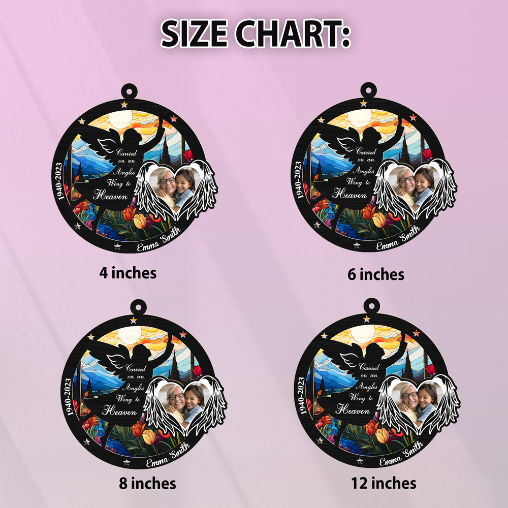 Personalized Angel Memorial Hanging Suncatcher, Custom Photo Ornament for Loss of Loved One, In Loving Memory Gift, Remembrance Keepsake, Sympathy Gift for Family (H-Sun-25)