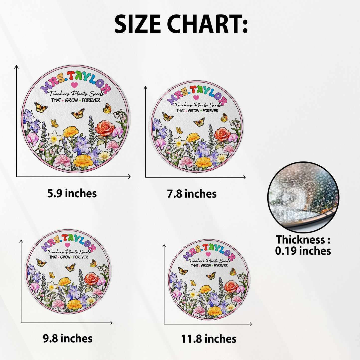 Unique Teacher Gift with Name - Garden Themed Stained Glass Suncatcher - Teacher Retirement or Thank You Gift (Sun-106)