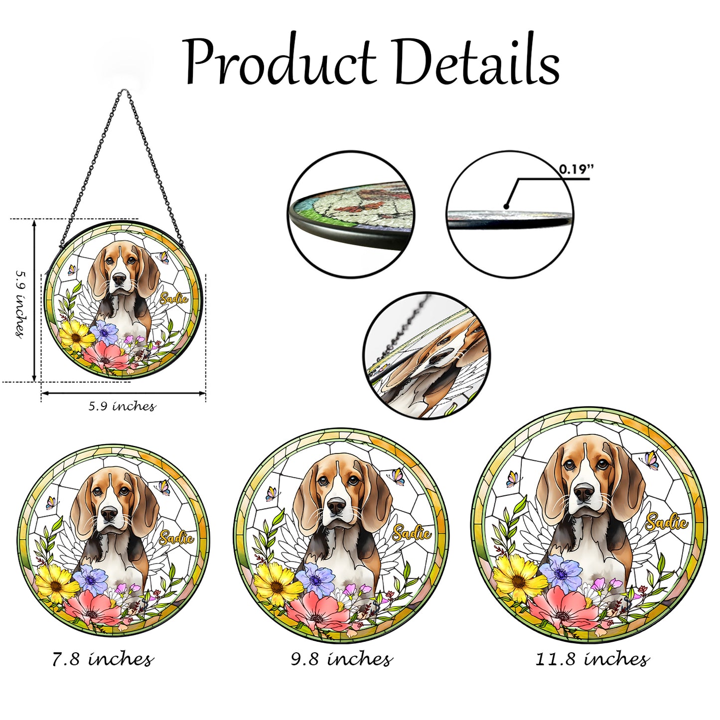 Personalized Pet & Family Photo Portrait - Personalized Stained Glass Suncatcher for Windows (Sun-01)